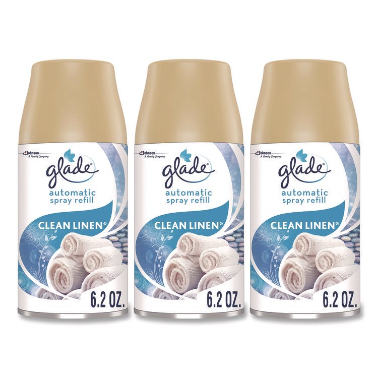 Glade Automatic Air Freshener Refill, Clean Linen, 6.2 oz Can, 3/Pack (SJN375632)