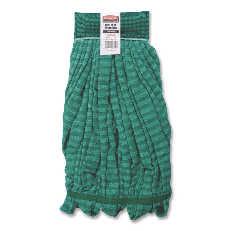 Rubbermaid Commercial Microfiber Tube Wet Mop, Microfiber/Polyester, Medium, Green (RCPFGT85206GR00)