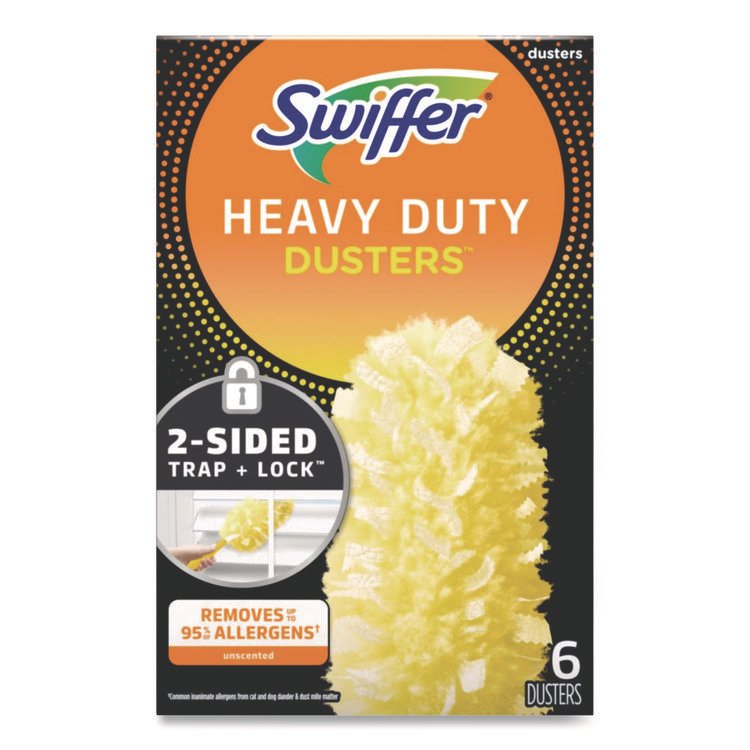 Swiffer Heavy Duty Dusters Refill, Dust Lock Fiber, Yellow, 6/Box, 4 Boxes/Carton (PGC21620CT)