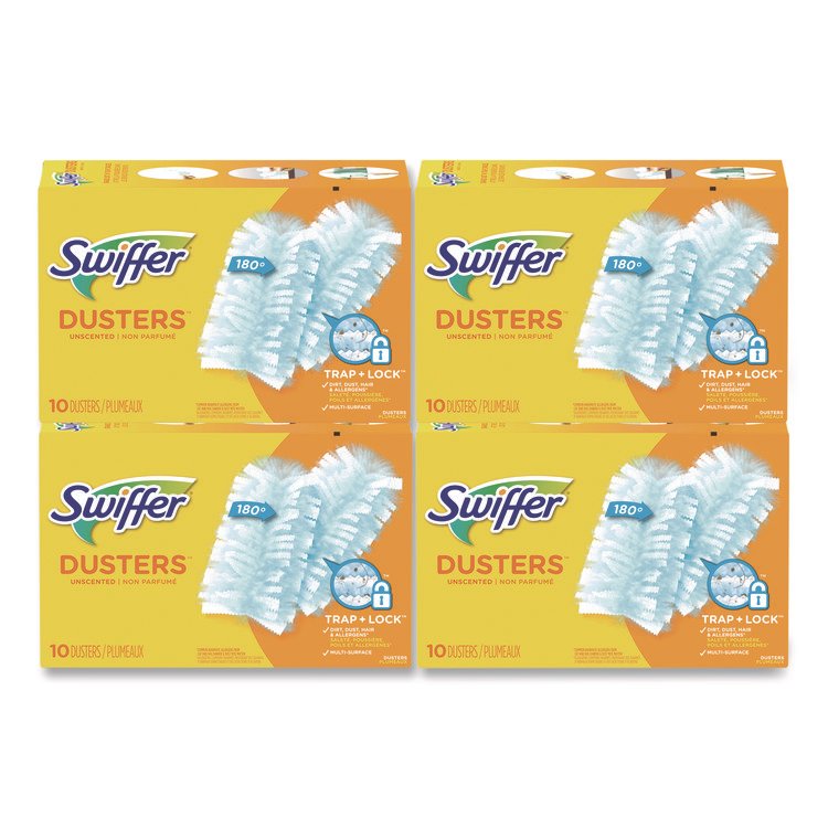 Swiffer Refill Dusters, Dust Lock Fiber, Light Blue, Unscented, 10/Box, 4 Box/Carton (PGC21459CT)