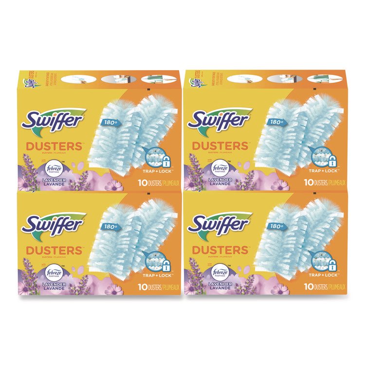 Swiffer Refill Dusters, DustLock Fiber, Light Blue, Lavender Vanilla Scent,10/Box,4 Boxes/Carton (PGC21461CT)