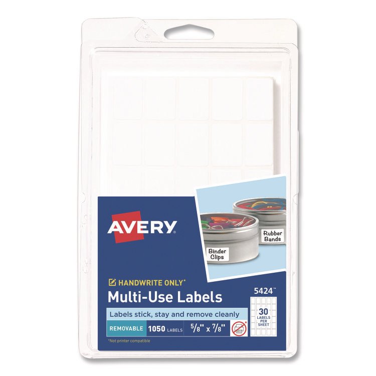 Avery Removable Multi-Use Labels, Handwrite Only, 0.63 x 0.88, White, 30/Sheet, 35 Sheets/Pack, (5424) (AVE05424)