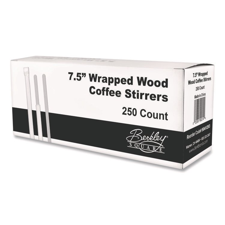 Berkley Square Wrapped Wood Stirrers, 7.5", 250/Box (BEKBEP90213)