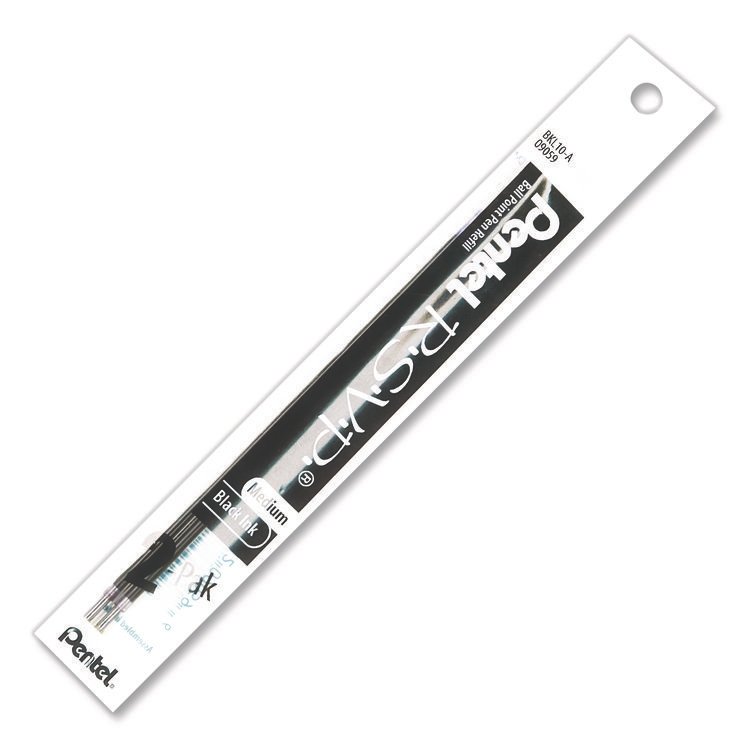 Pentel Refill for Pentel R.S.V.P. Ballpoint Pens, Medium 1 mm Conical Tip, Black Ink, 2/Pack (PENBKL10A)