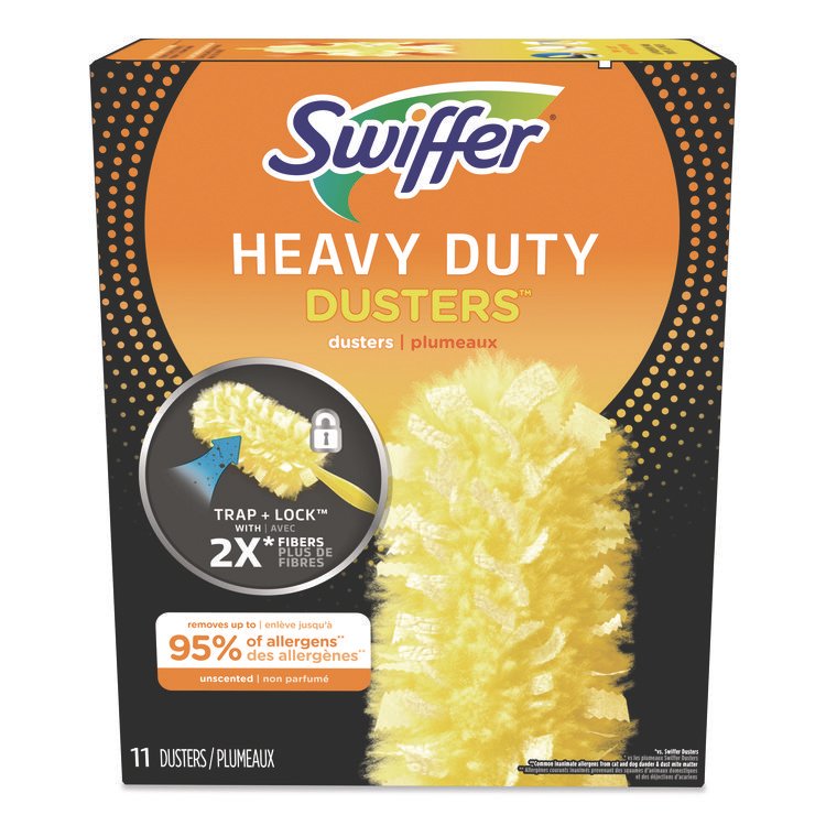 Swiffer Heavy Duty Dusters Refill, Trap + Lock Fiber, Yellow, 11/Box (PGC99035BX)