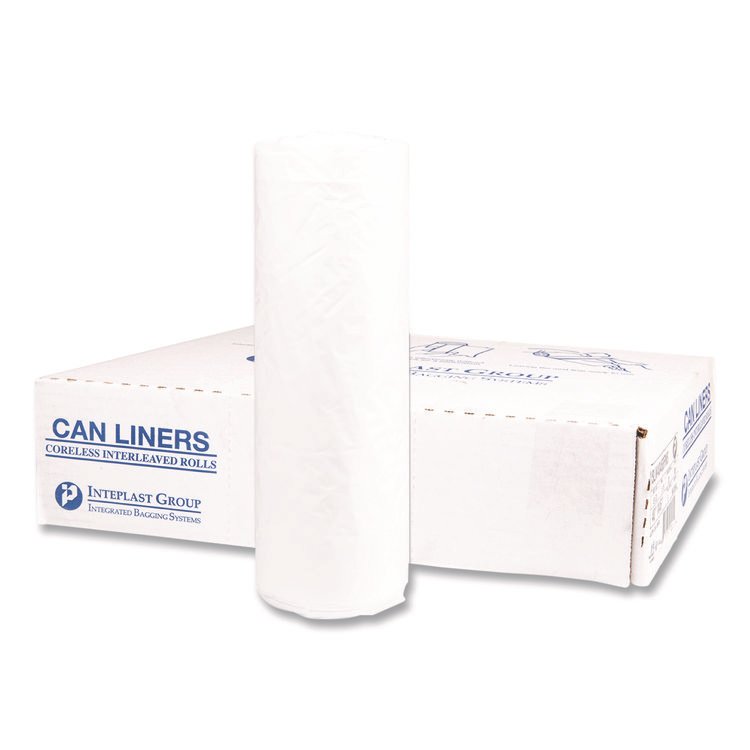 Inteplast Group Institutional Low-Density Can Liners, 45 gal, 1.15 mil, 40" x 46", Natural, Interleaved Roll, 20 Bags/Roll, 5 Rolls/Carton (IBSSLW4046SPNS)