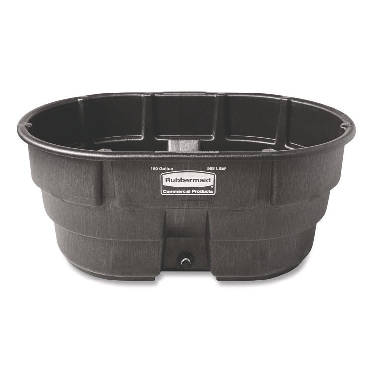 Rubbermaid Commercial Stock Tank, 150 gal, 39" x 58" x 25", Polyethylene, Black (RCPFG424500BLA)