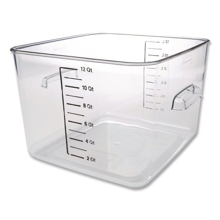 Rubbermaid Commercial Square Storage Container, 12 qt, 10.5 x 11.31 x 7.75, Clear, Plastic (RCPFG631200CLR)