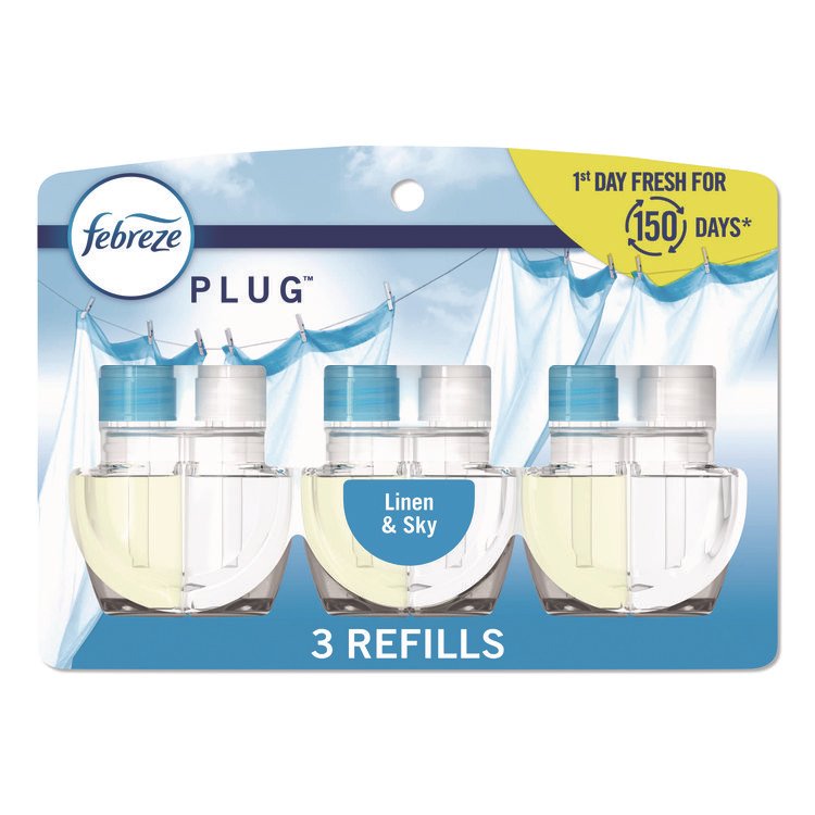 Febreze PLUG Air Freshener Refills, Linen and Sky, 2.63 oz, 3/Pack, 6 Packs/Carton (PGC13846)