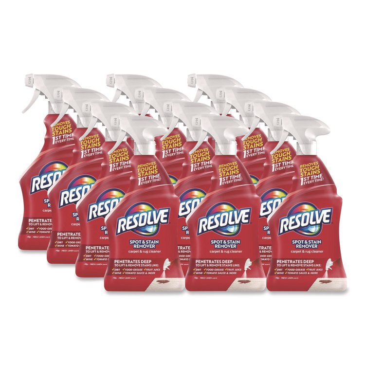 RESOLVE Triple Oxi Advanced Trigger Carpet Cleaner, Fresh Linen, 22 oz Spray Bottle, 12/Carton (RAC00601CT)