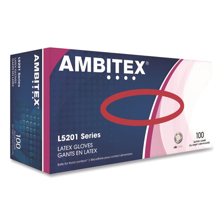 AMBITEX L5201 Series Powder-Free Latex Gloves, Small, 4 mil Thick, 9" Long, Cream, 100/Box (TXILSM5201)
