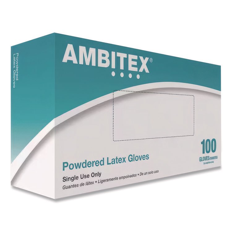 AMBITEX L5101 Series Lightly Powdered Latex Gloves, X-Large, 4 mil Thick, 9" Long, Cream, 100/Box (TXILXL5101)