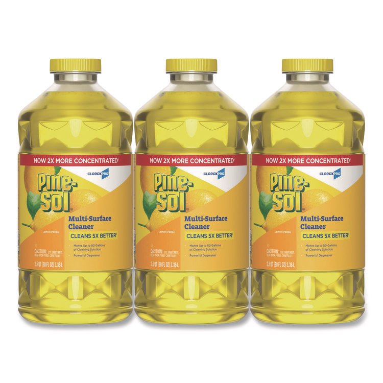 Pine-Sol CloroxPro Multi-Surface Cleaner Concentrated, Lemon Fresh Scent, 80 oz Bottle, 3/Carton (CLO60607CT)