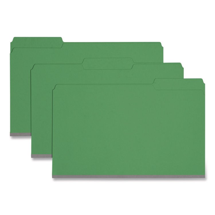 Smead Expanding Recycled Heavy Pressboard Folders, 1/3-Cut Tabs: Assorted, Legal Size, 1" Expansion, Green, 25/Box (SMD22546)