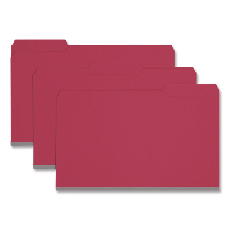 Smead Expanding Recycled Heavy Pressboard Folders, 1/3-Cut Tabs: Assorted, Legal Size, 1" Expansion, Bright Red, 25/Box (SMD22538)