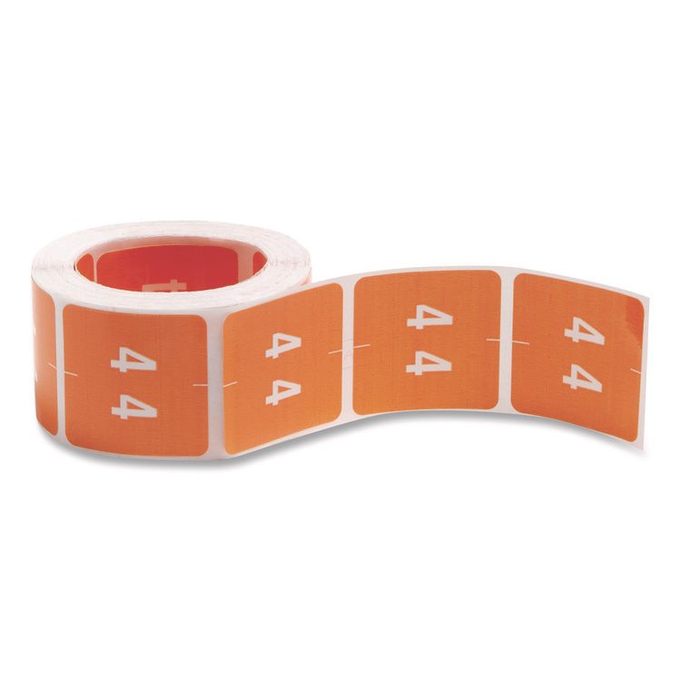 Smead Numerical End Tab File Folder Labels, 4, 1.5 x 1.5, Orange, 250/Roll (SMD67424)