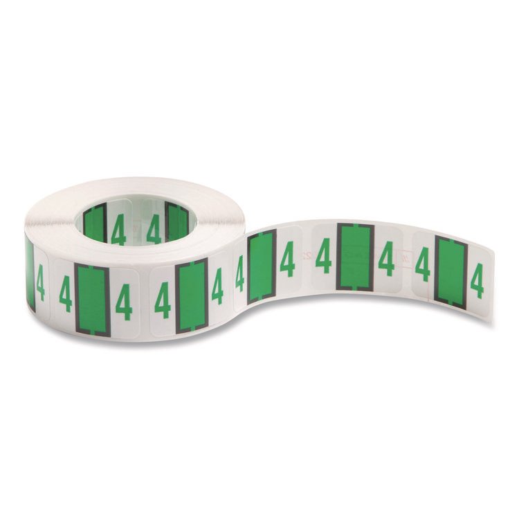 Smead Numerical End Tab File Folder Labels, 4, 1 x 1.25, White, 500/Roll (SMD67374)