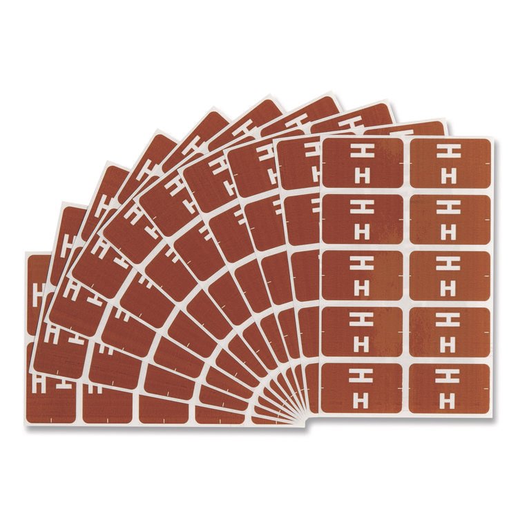 Smead AlphaZ Color-Coded Second Letter Alphabetical Labels, H, 1 x 1.63, Dark Brown, 10/Sheet, 10 Sheets/Pack (SMD67178)