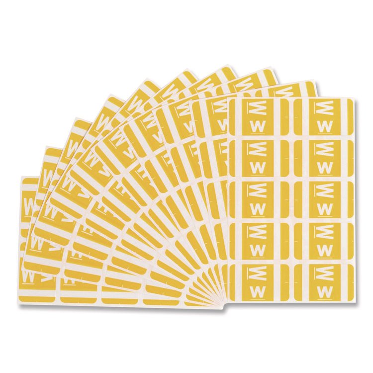 Smead AlphaZ Color-Coded Second Letter Alphabetical Labels, W, 1 x 1.63, Yellow, 10/Sheet, 10 Sheets/Pack (SMD67193)