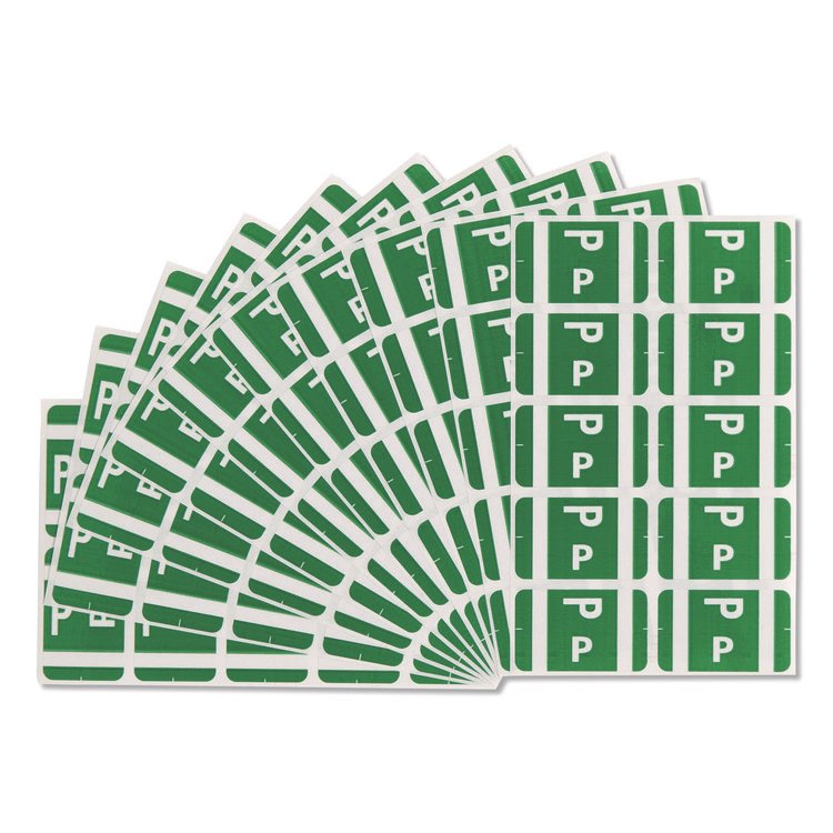 Smead AlphaZ Color-Coded Second Letter Alphabetical Labels, P, 1 x 1.63, Dark Green, 10/Sheet, 10 Sheets/Pack (SMD67186)
