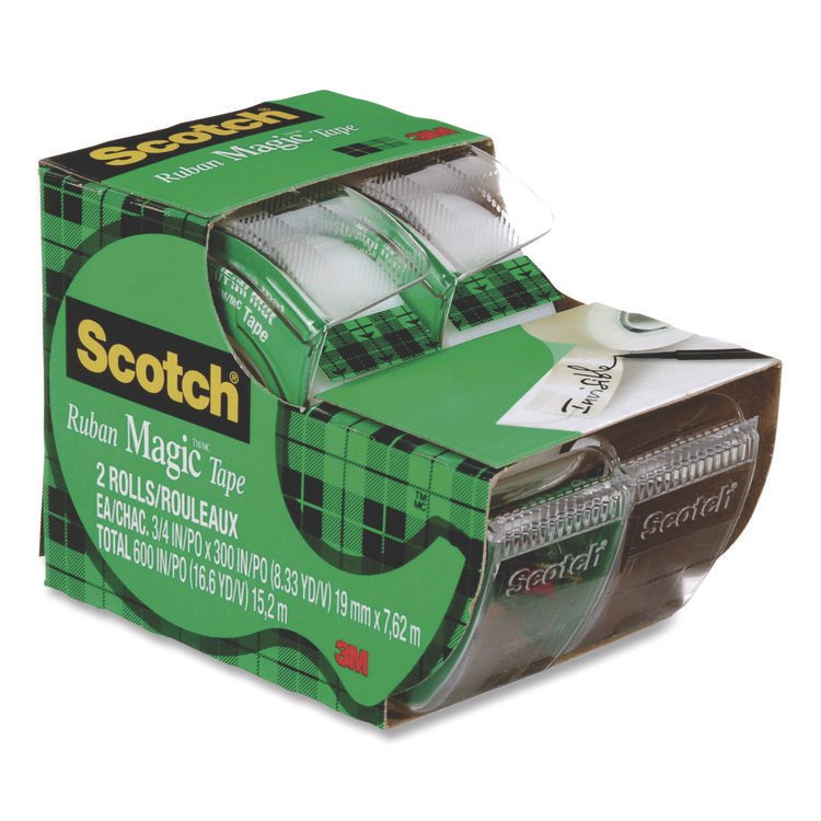 Scotch Magic Tape in Handheld Dispenser, 1" Core, 0.75" x 24.9 ft., Clear, 2/Pack (MMM2105)
