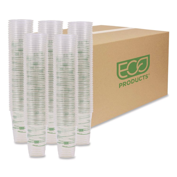 Eco-Products GreenStripe Renewable and Compostable Cold Cups Convenience Pack, 16 oz, Plastic, Clear, 50/Pack (ECOEPCC16GSPK)