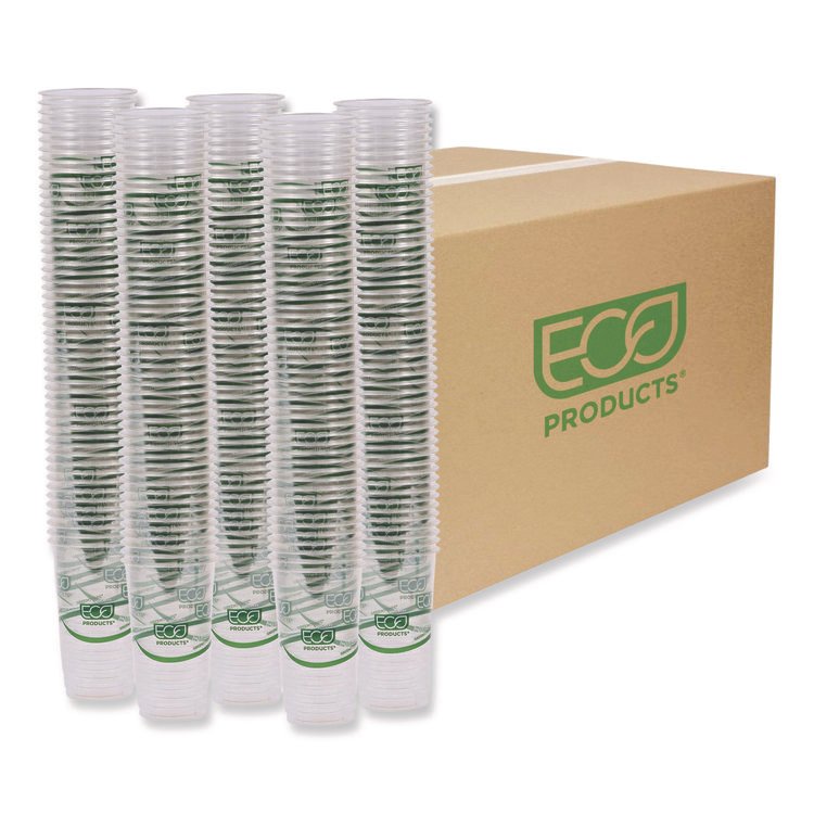 Eco-Products GreenStripe Renewable and Compostable PLA Cold Cups, 24 oz, Plastic, Clear, 50/Pack, 20 Packs/Carton (ECOEPCC24GS)