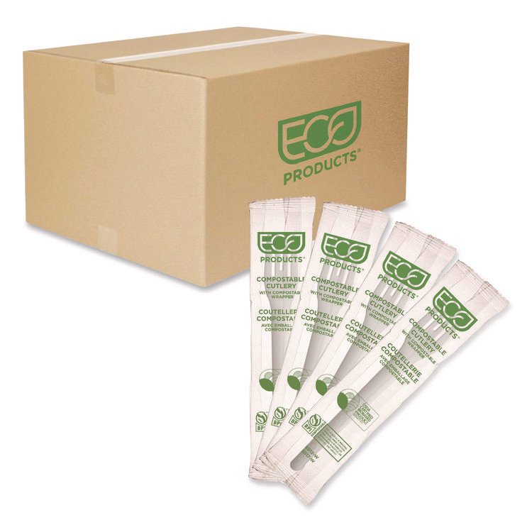 Eco-Products Plantware Compostable Cutlery, Fork, Plastic, White, 1,000/Carton (ECOEPS012W)
