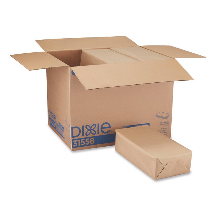 Dixie 1/8-Fold Dinner Napkin, 1-Ply, 15 x 16.8, White, 350/Pack, 12 Packs/Carton (GPC31558)