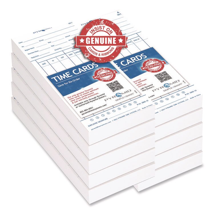 Pyramid Technologies Time Clock Cards For 3800 Time Clock, 1,000/Carton (PTI380010MB)