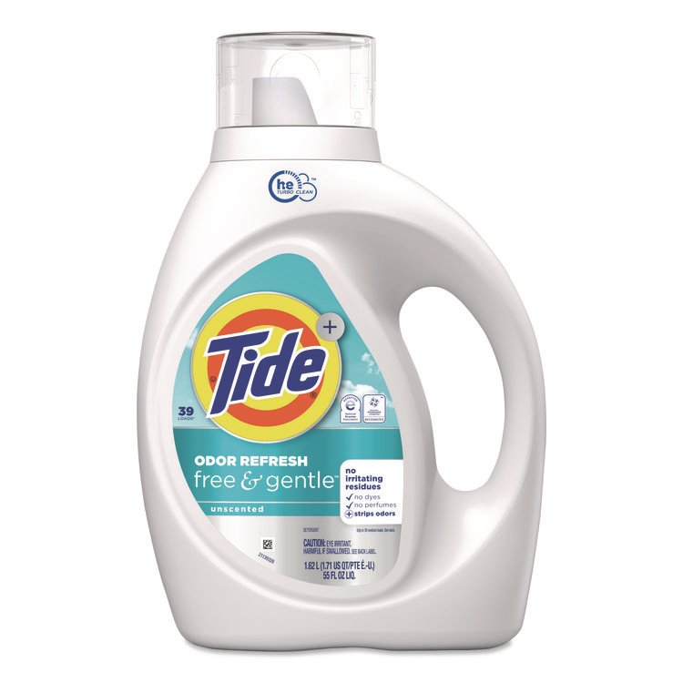 Tide Free and Gentle Odor Refresh Liquid Laundry Detergent, 39 Loads, 55 oz Bottle, 4/Carton (PGC17251)