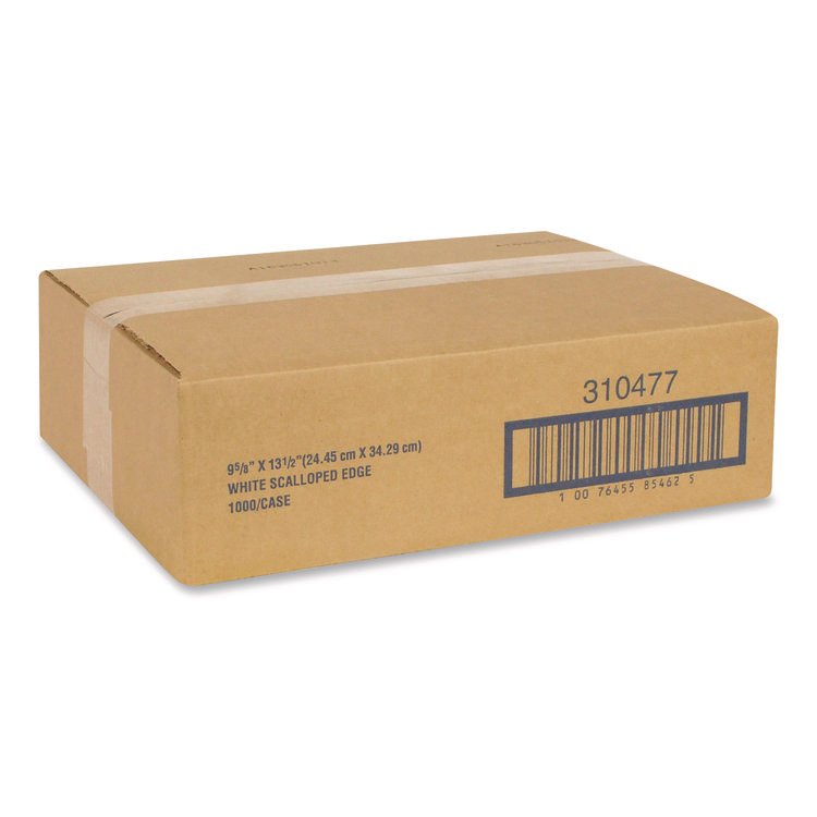 Hoffmaster Solid Color Scalloped Edge Placemats, 9.63 x 13.5, White, 1,000/Carton (HFM310477)