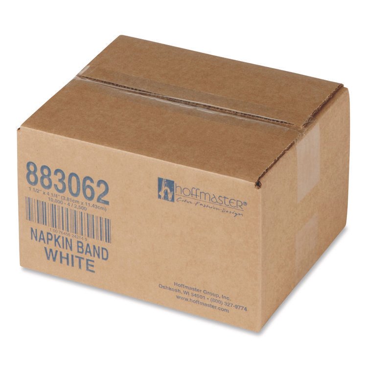 Hoffmaster Adhesive Napkin Bands, White, 1.5", 10,000/Carton (HFM883062)