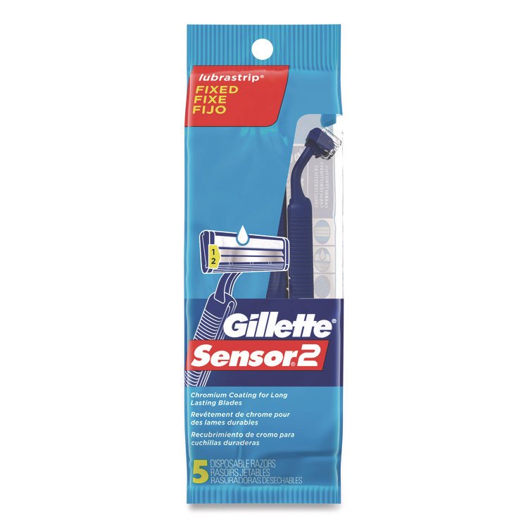 Gillette Sensor2 Disposable Razor, 2 Blades, 5/Pack, 36 Packs/Carton (PGC65853)