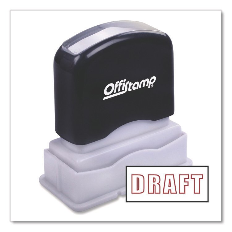 Offistamp Pre-Inked Message Stamp, DRAFT, 1.63" x 0.38", Red Ink (MKG034502)