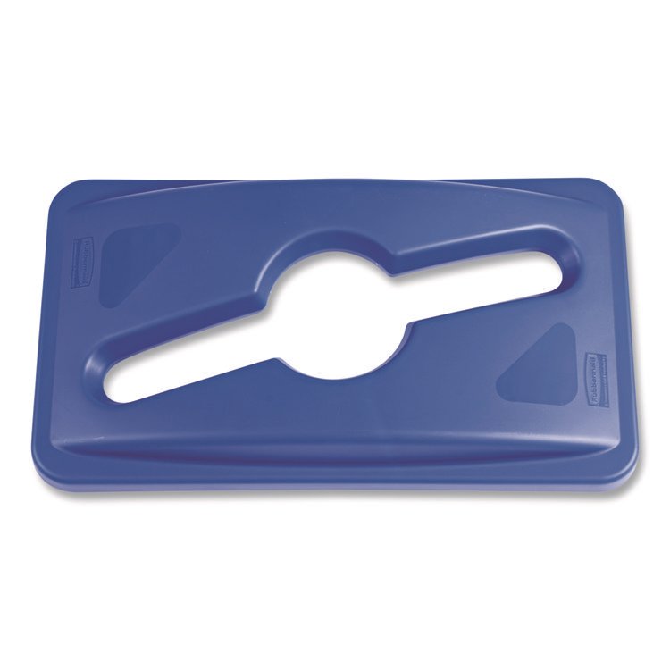 Rubbermaid Commercial Slim Jim Single Stream Recycling Top for Slim Jim Containers, 12.1w x 21d x 2.75h, Blue (RCP1788372)