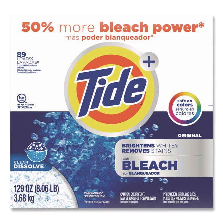 Tide Laundry Detergent with Bleach, HE Compatible, 80 Loads, Tide Original Scent, Powder, 129 oz Box (PGC16667EA)
