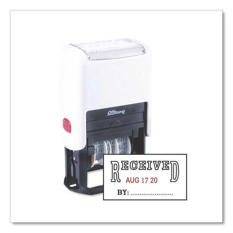 Offistamp Self-Inking Message Stamp with Blank "By" Line, 12 Years, RECEIVED, 1.63" x 0.88", Black/Red Ink (MKG034507)