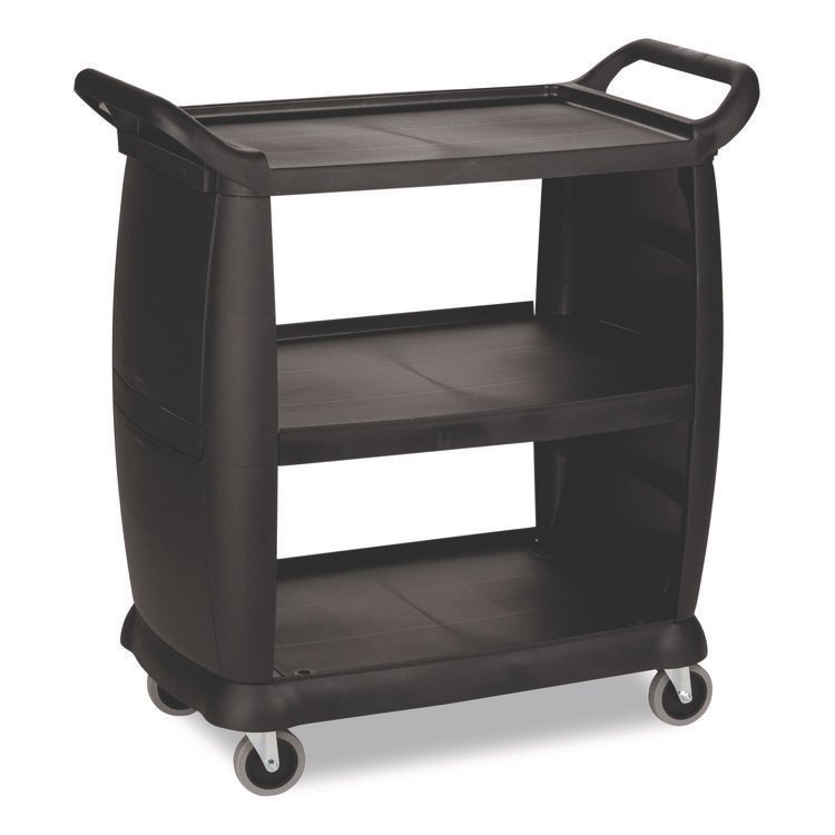 Boardwalk Bussing Cart, Plastic, 3 Shelves, 300 lb Capacity, 18 x 36.25 x 38, Black (BWKBCART3)
