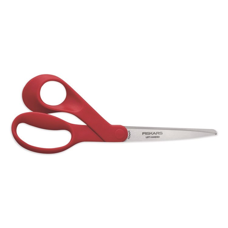 Fiskars Premier Left Handed Scissors, 9.75" Long, 8" Cut Length, Offset Red Handle (FSK1069756)