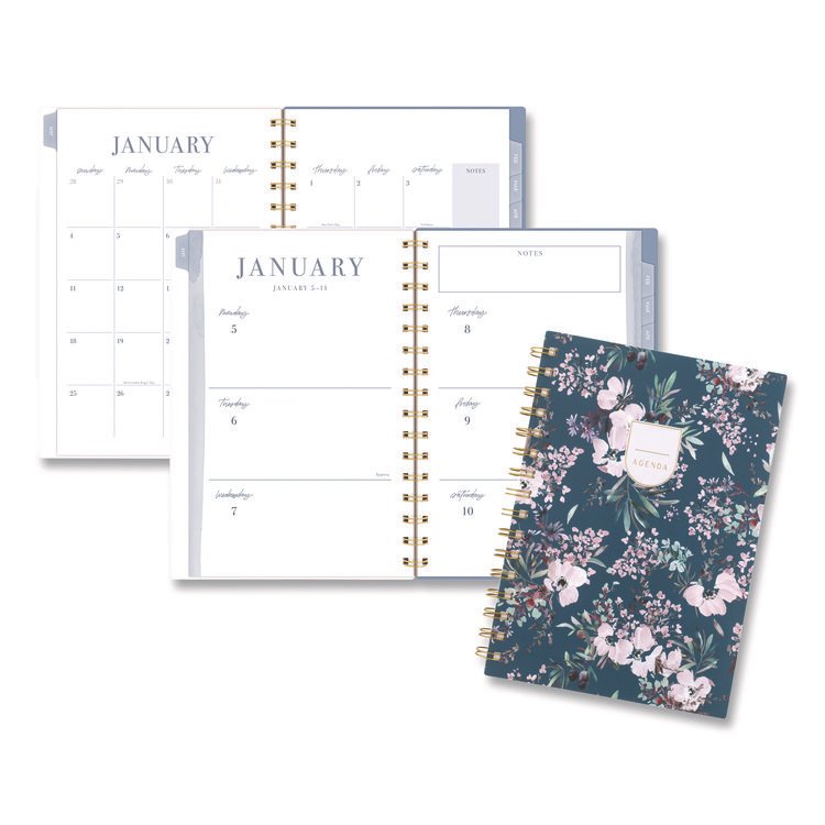 Cambridge Weekly/Monthly Calista Floral Planners, 8.5 x 5.5, Floral Artwork, Blue/Purple/Green Cover, 13-Month (Jan-Jan): 2026 (AAGLB40200)