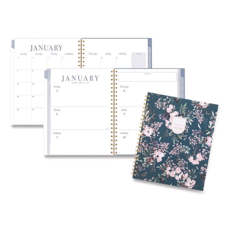 Cambridge Weekly/Monthly Calista Floral Planners, 11 x 8.5, Floral Artwork, Blue/Purple/Green Cover, 13 Month (Jan-Jan): 2026 (AAGLB40905)