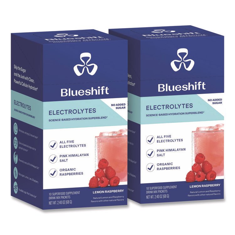 BLUESHIFT NUTRITION Electrolyte Lemon Raspberry Drink Mix, 0.24 oz Packets, 10/Pack, 2 Packs/Carton (GRR60004165)
