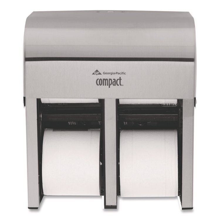 Georgia Pacific Professional Compact Quad Vertical Four-Roll Coreless Dispenser, 11.75 x 6.9 x 13.25, Stainless Steel (GPC56748)