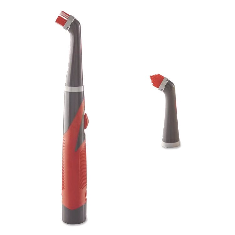 Rubbermaid Reveal Power Scrubber, Red/White Nylon Bristles, 1.73" Brush, Red Plastic Handle (RUB2057486)