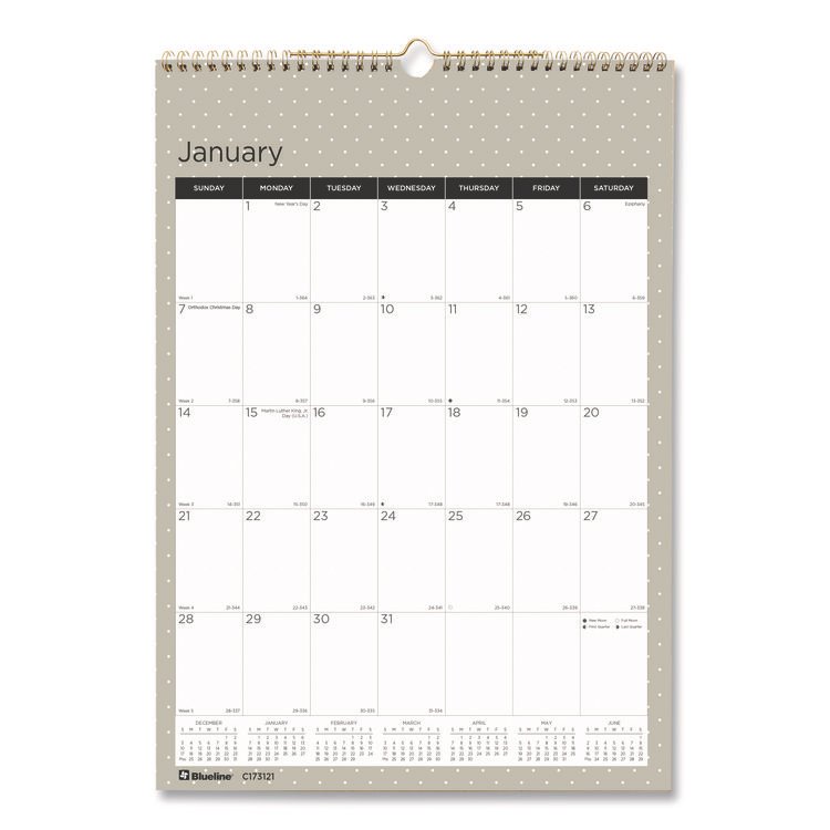 Blueline 12-Month Wall Calendar, Minimalistic Artwork, 12 x 17, White/Multicolor Sheets, 12-Month (Jan to Dec): 2026 (REDC173121)