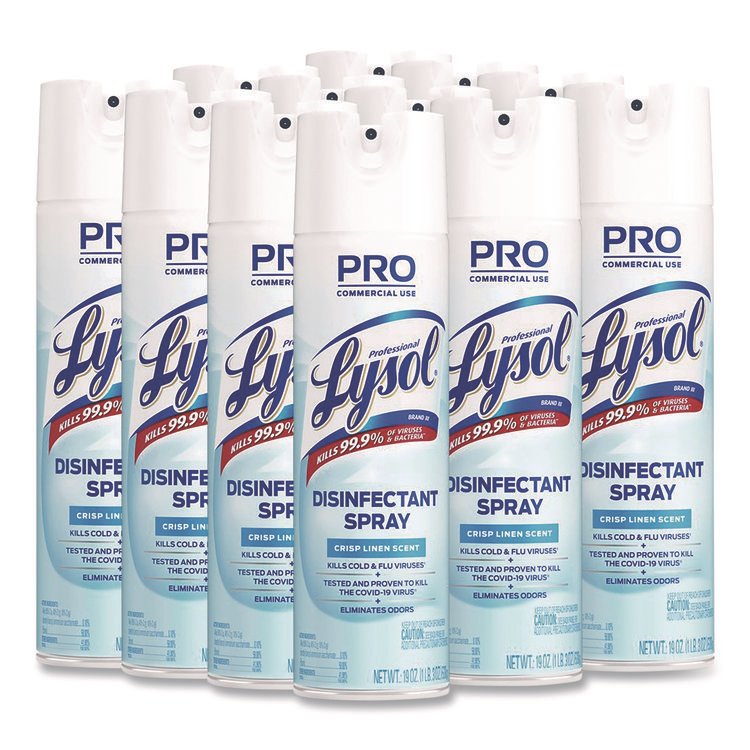 Professional LYSOL Brand Disinfectant Spray, Crisp Linen, 19 oz Aerosol Spray, 12/Carton (RAC74828CT)