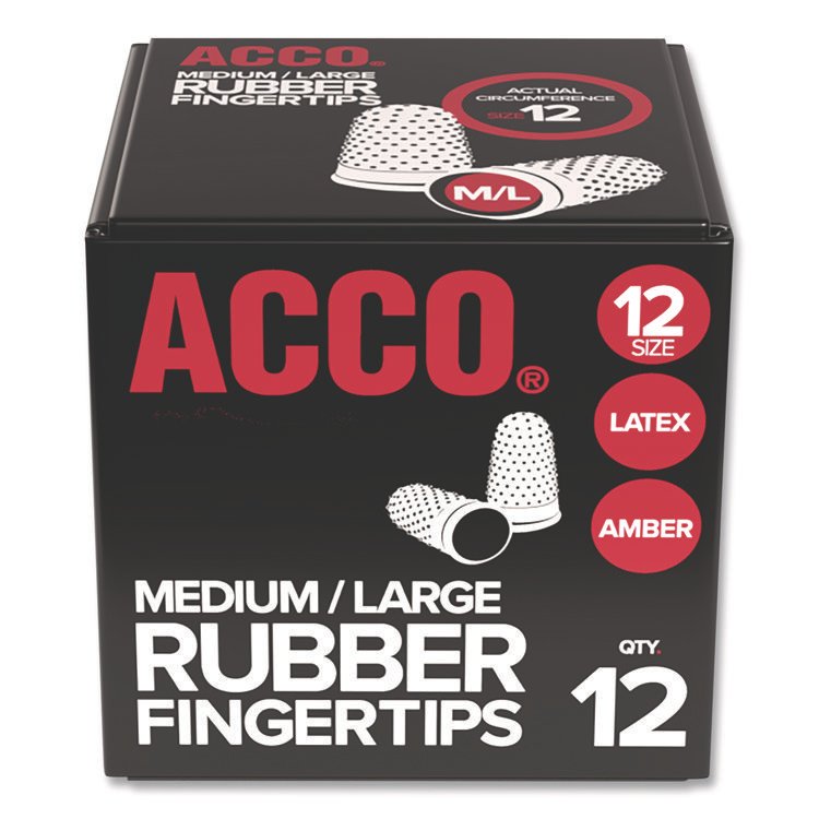 Swingline Rubber Finger Tips, 12 (Medium-Large), Amber, Dozen (SWI54032)