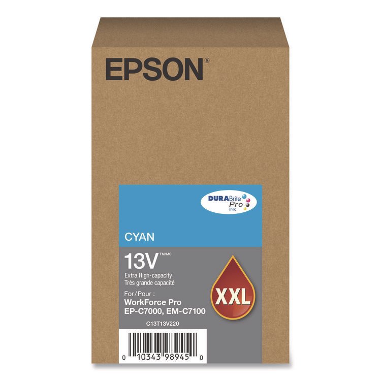 Epson T13V220 (T13V) DURABrite Pro Extra High-Yield Ink, 8,000 Page-Yield, Cyan (EPST13V220)