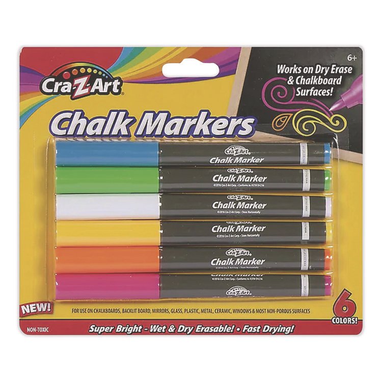 Cra-Z-Art Chalk Markers, Assorted Colors, 6/Pack (CZA1087324)